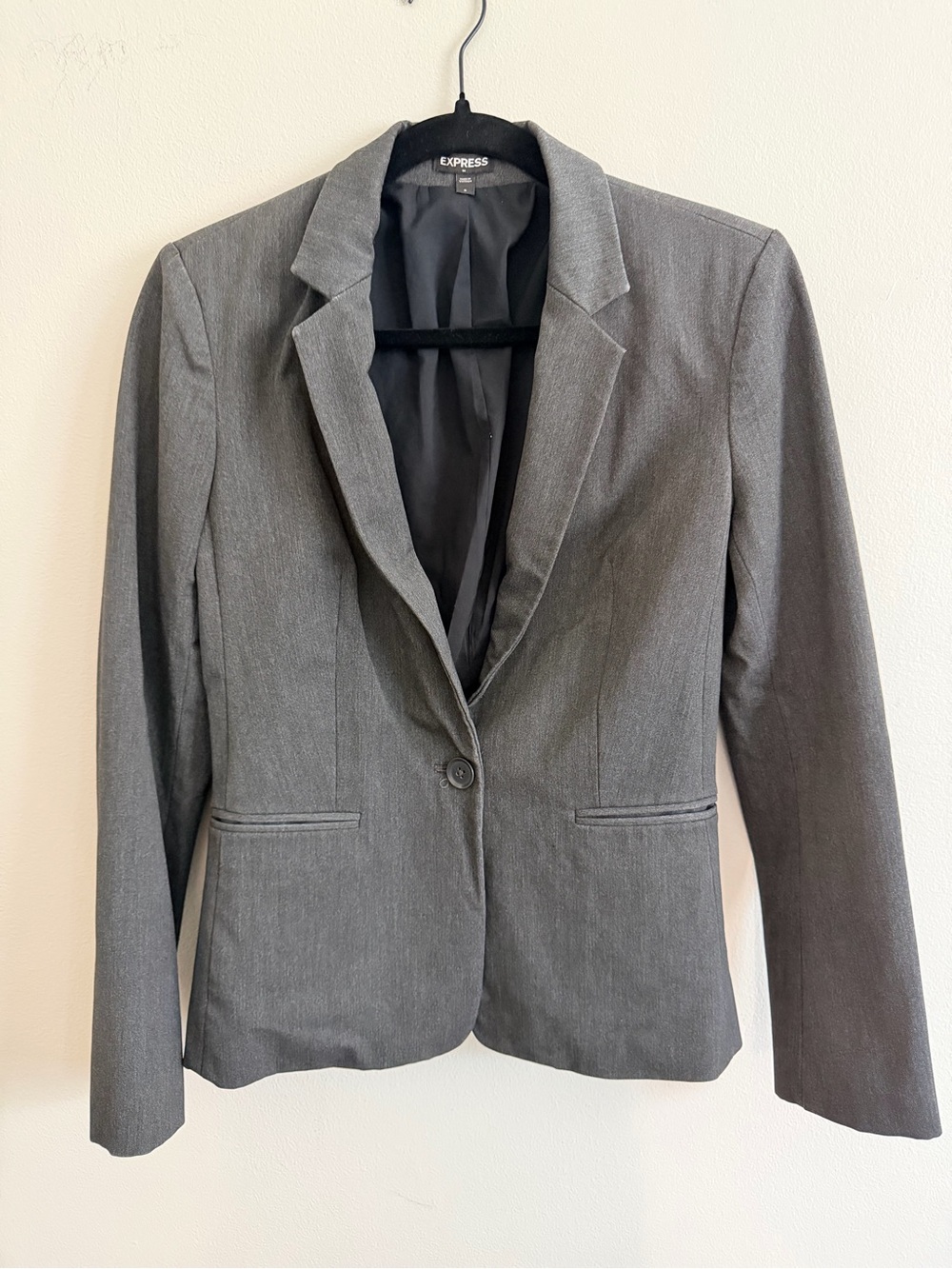 Express Women's Charcoal Gray Single-Button Blazer